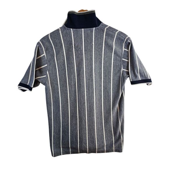 Vintage Guess Striped Preppy Polo Blue‎ & White Stripes Men's Medium Y2K - Picture 2 of 9